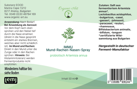 IMMU Mund-Rachen-Nasen-Spray, 50 ml, Etikett