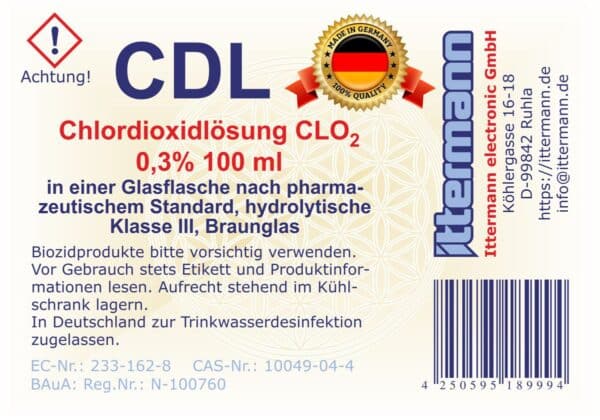 CDL Chlordioxidlösung 100ml Etikett